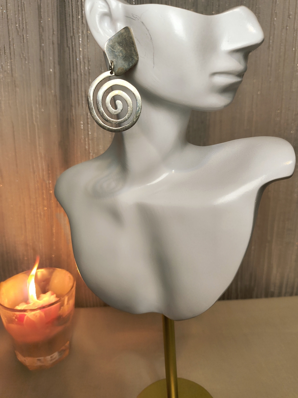Vintage Mexico 925 Sterling Silver Modernist Spiral Dangle Earrings